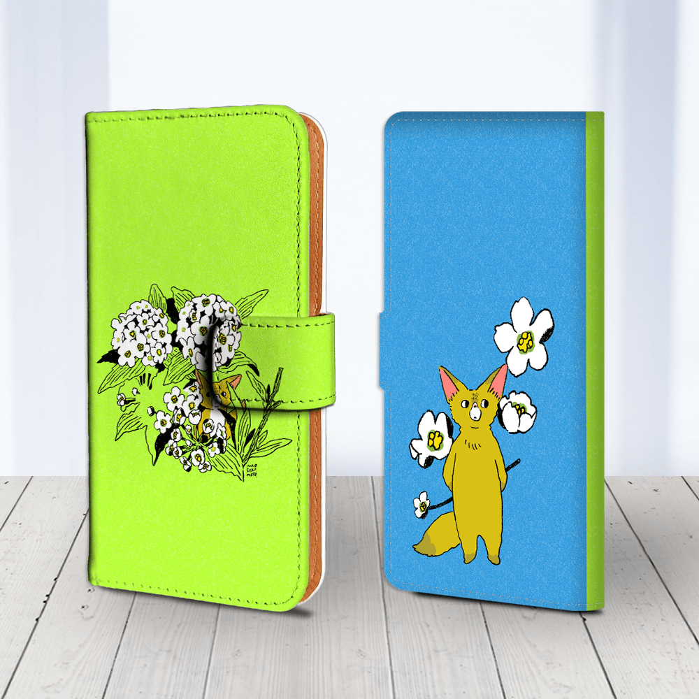 Android 他 iPhone 対応 フラップあり手帳型ケース ★坂本奈緒 ★「誰かの花」フェネックAB
