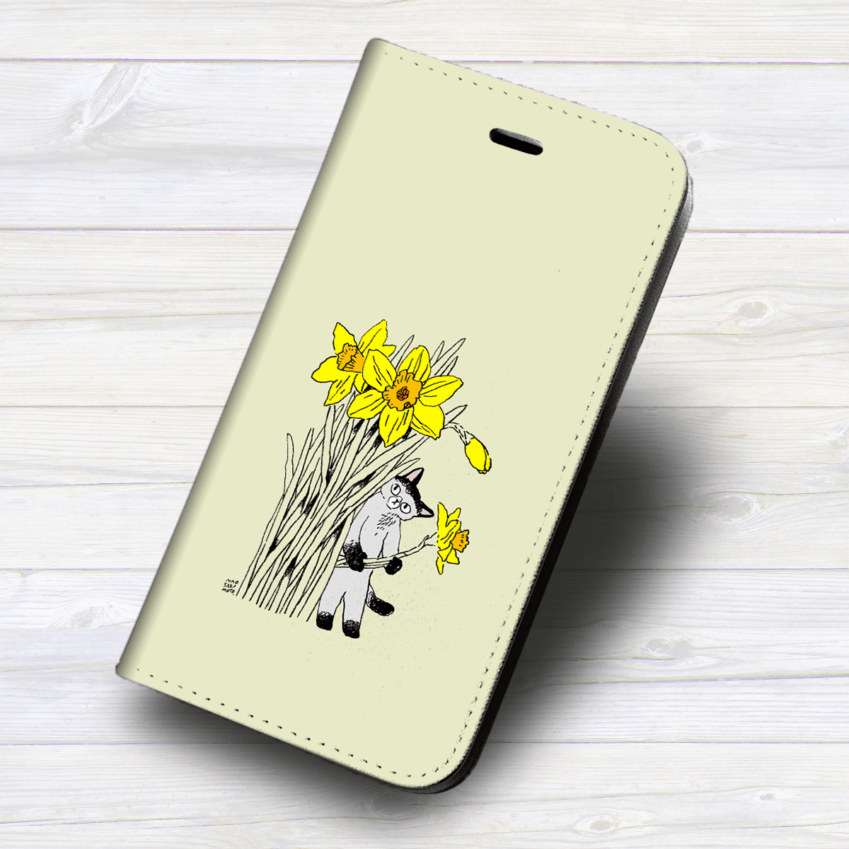 iPhone フラップ無し手帳型ケース  ★坂本奈緒 ★「誰かの花」ねこA