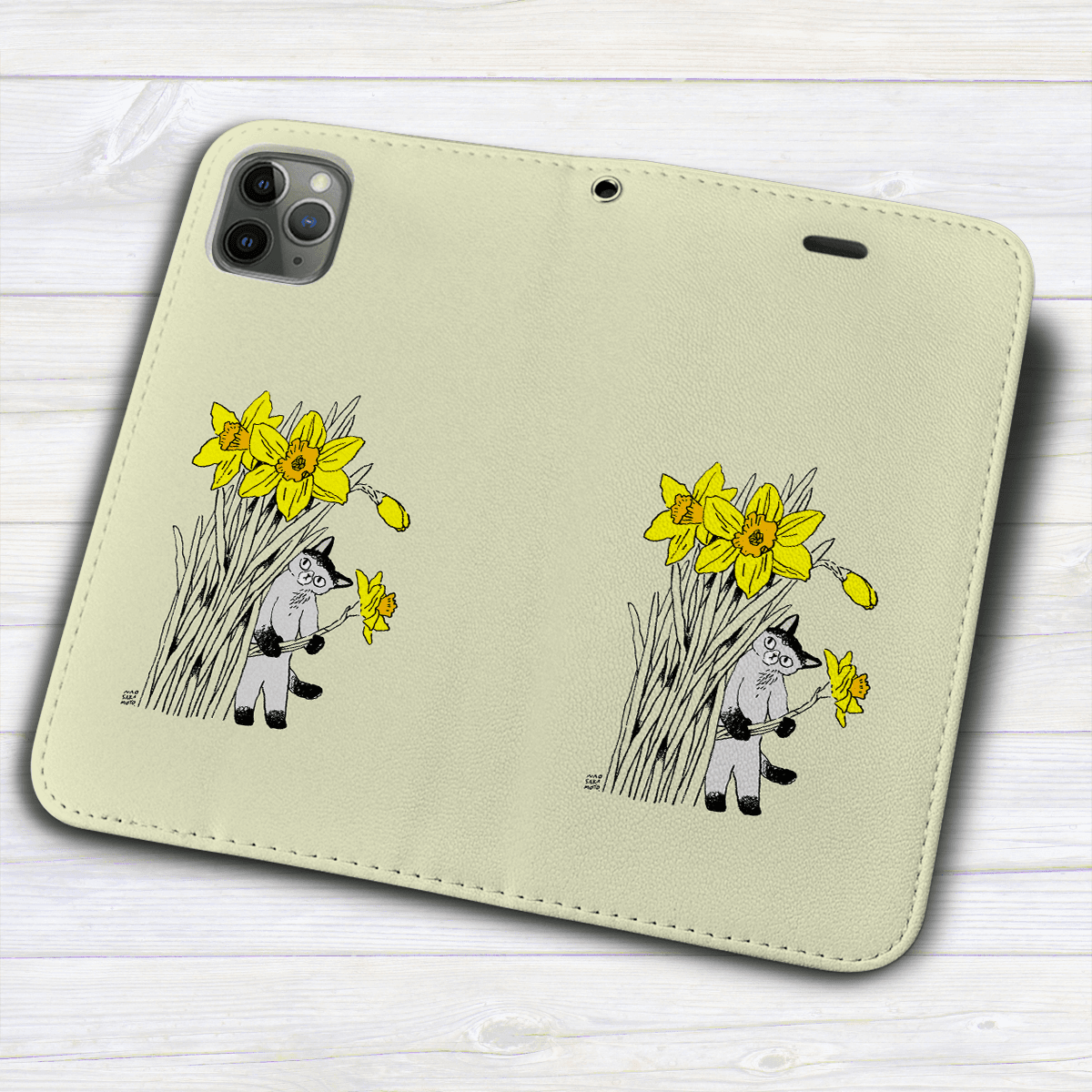 iPhone フラップ無し手帳型ケース  ★坂本奈緒 ★「誰かの花」ねこA | 2枚目