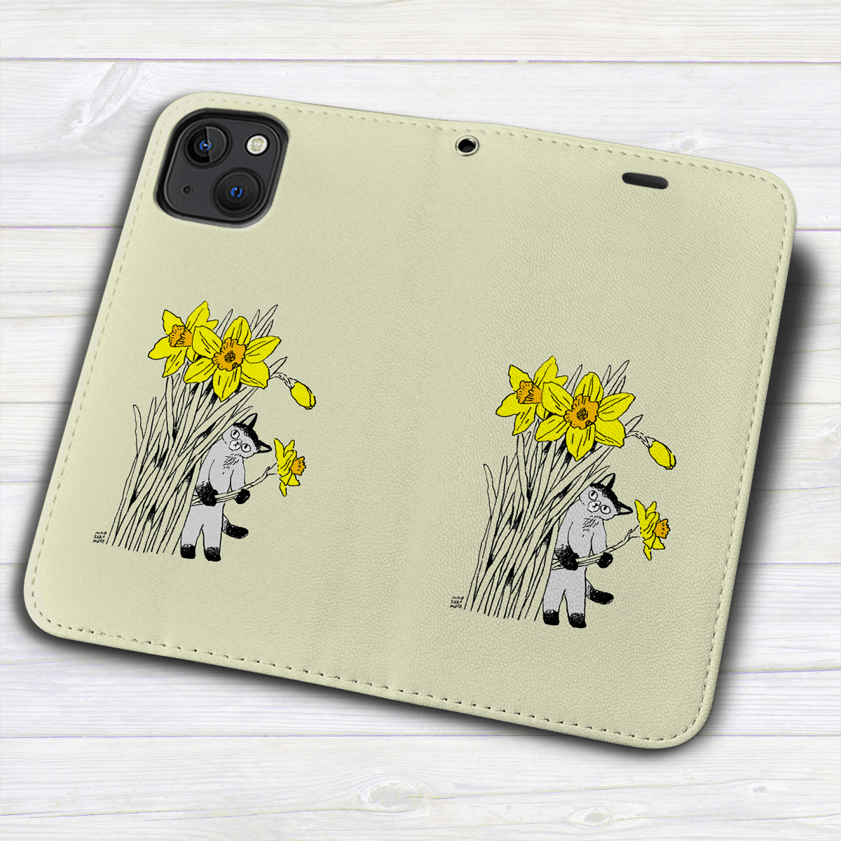iPhone フラップ無し手帳型ケース  ★坂本奈緒 ★「誰かの花」ねこA | 3枚目