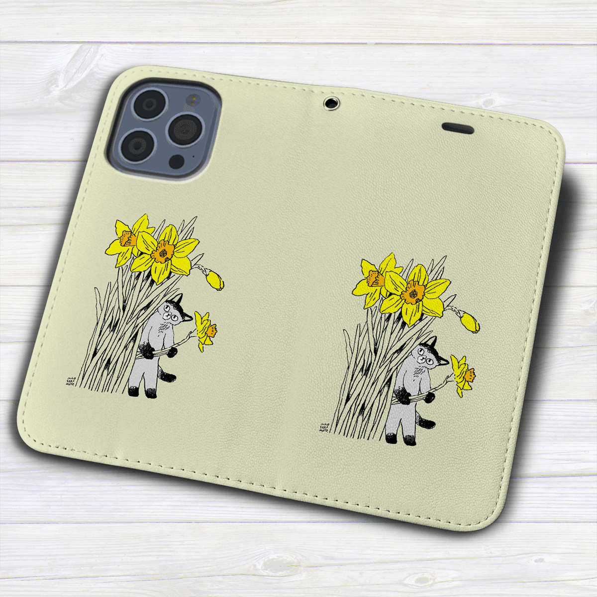 iPhone フラップ無し手帳型ケース  ★坂本奈緒 ★「誰かの花」ねこA | 4枚目