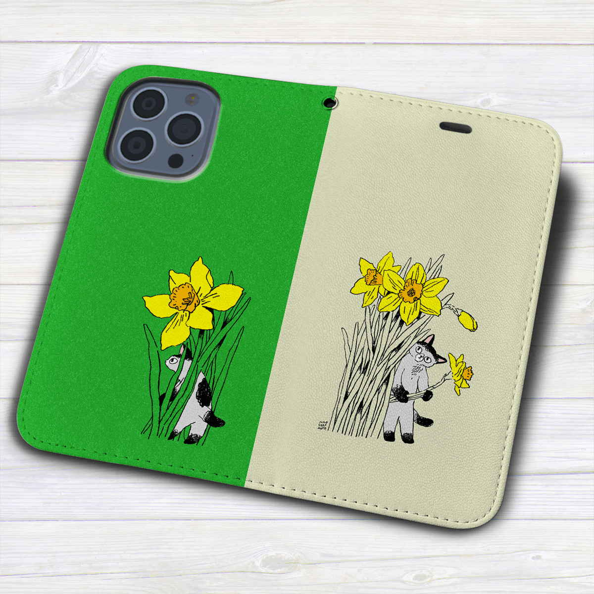 iPhone フラップ無し手帳型ケース  ★坂本奈緒 ★「誰かの花」ねこAB | 4枚目